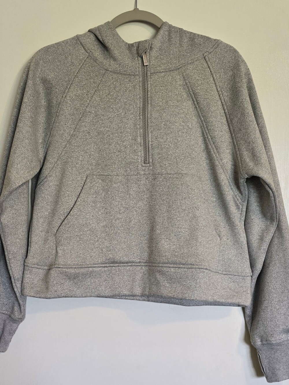 LASLULU Women’s Cropped Hoodie Gray Half Zip Pullover Sweatshirt
